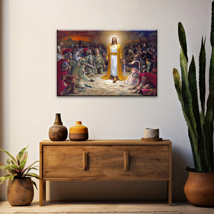 Jesus Christ Soldiers Praying Before The Lord For The Sins Committed Canvas Prints