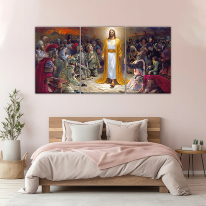 Jesus Christ Soldiers Praying Before The Lord For The Sins Committed Canvas Prints