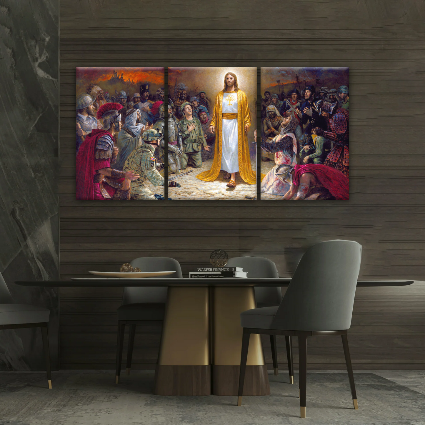 Jesus Christ Soldiers Praying Before The Lord For The Sins Committed Canvas Prints
