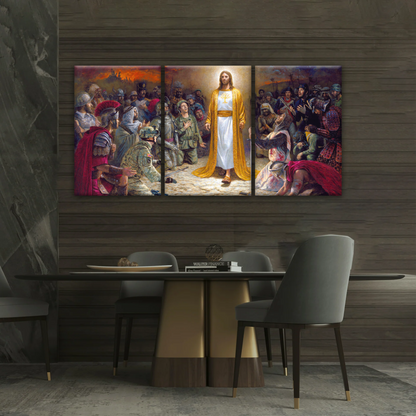 Jesus Christ Soldiers Praying Before The Lord For The Sins Committed Canvas Prints
