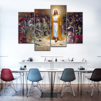 Jesus Christ Soldiers Praying Before The Lord For The Sins Committed Canvas Prints