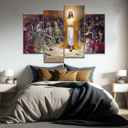 Jesus Christ Soldiers Praying Before The Lord For The Sins Committed Canvas Prints