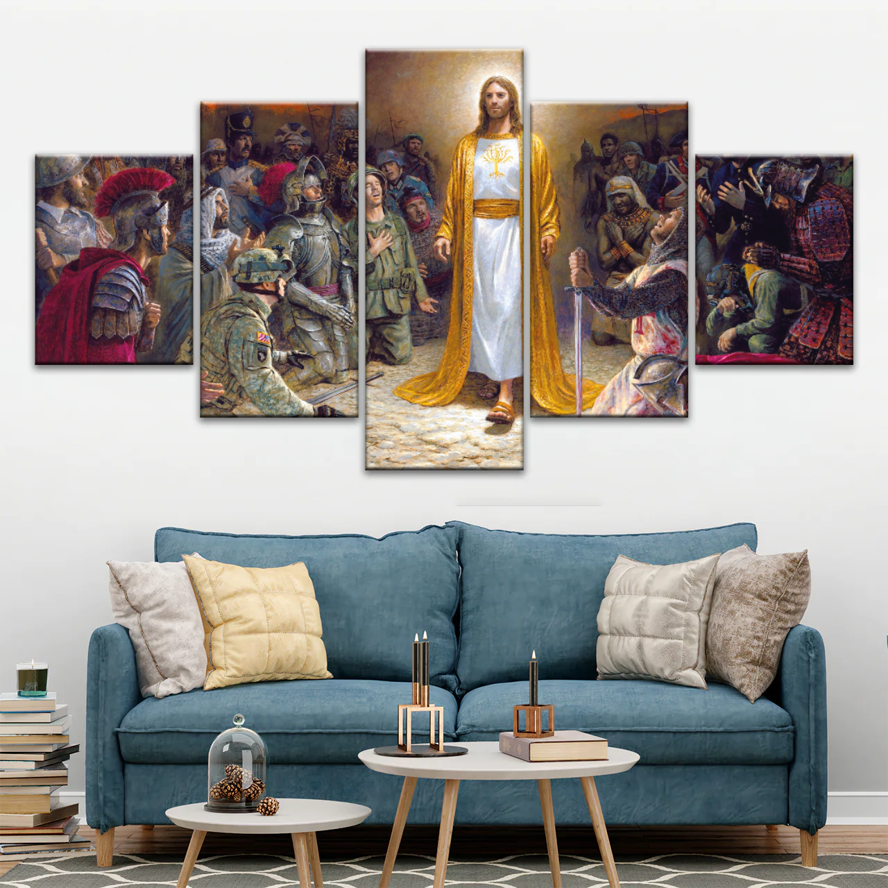 Jesus Christ Soldiers Praying Before The Lord For The Sins Committed Canvas Prints
