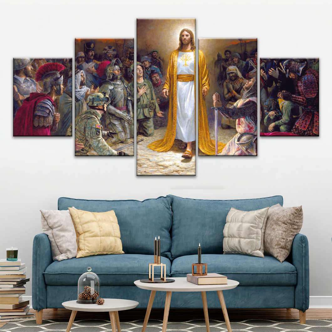 Jesus Christ Soldiers Praying Before The Lord For The Sins Committed Canvas Prints