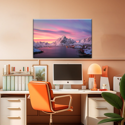 Lofoten Norway The Fishing Village Of Reine At Dusk Wall Art