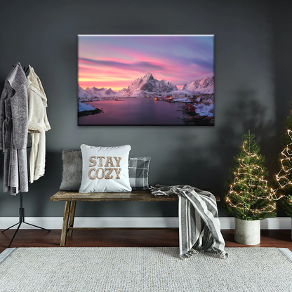 Lofoten Norway The Fishing Village Of Reine At Dusk Wall Art