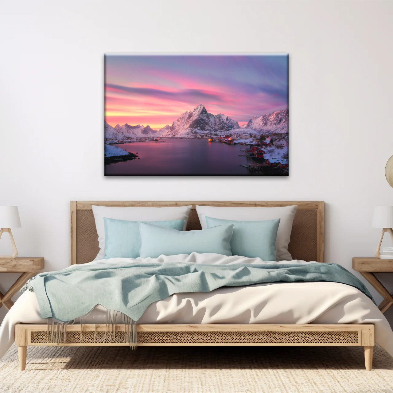 Lofoten Norway The Fishing Village Of Reine At Dusk Wall Art