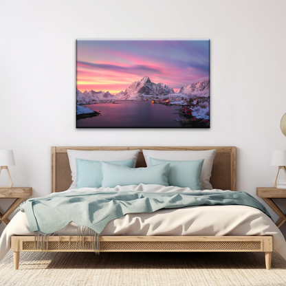 Lofoten Norway The Fishing Village Of Reine At Dusk Wall Art