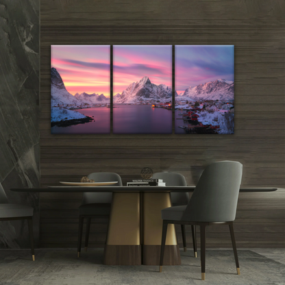 Lofoten Norway The Fishing Village Of Reine At Dusk Wall Art