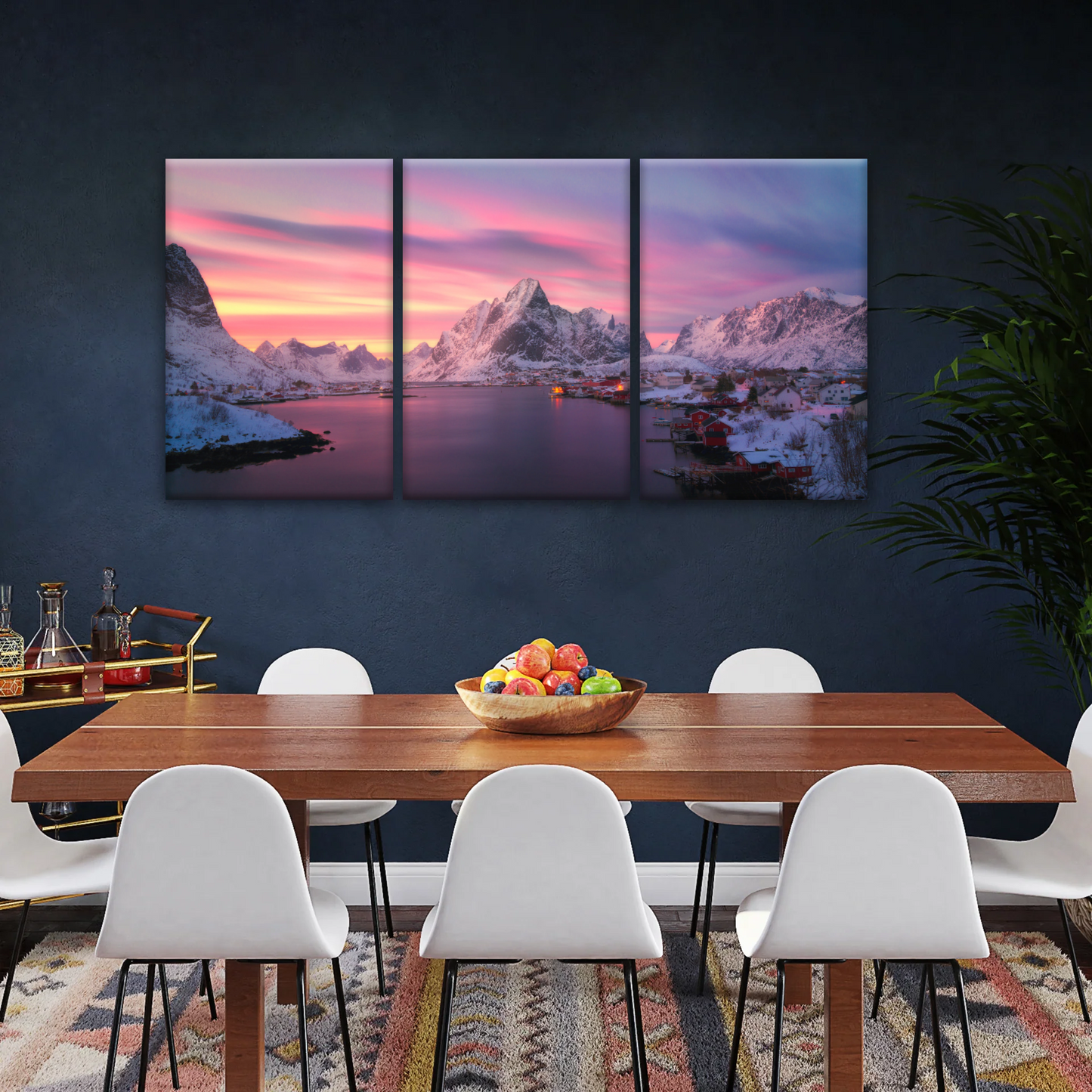 Lofoten Norway The Fishing Village Of Reine At Dusk Wall Art