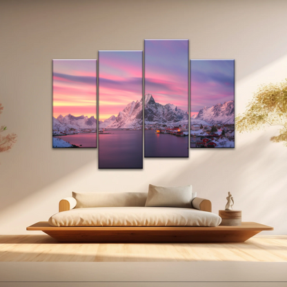 Lofoten Norway The Fishing Village Of Reine At Dusk Wall Art