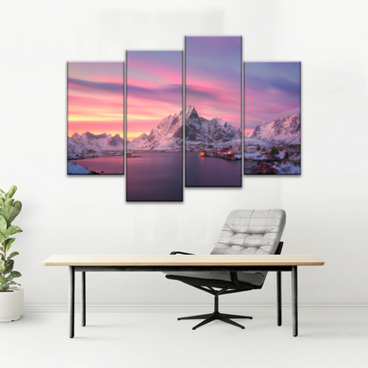 Lofoten Norway The Fishing Village Of Reine At Dusk Wall Art