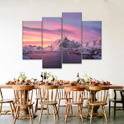 Lofoten Norway The Fishing Village Of Reine At Dusk Wall Art