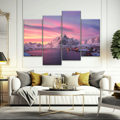 Lofoten Norway The Fishing Village Of Reine At Dusk Wall Art