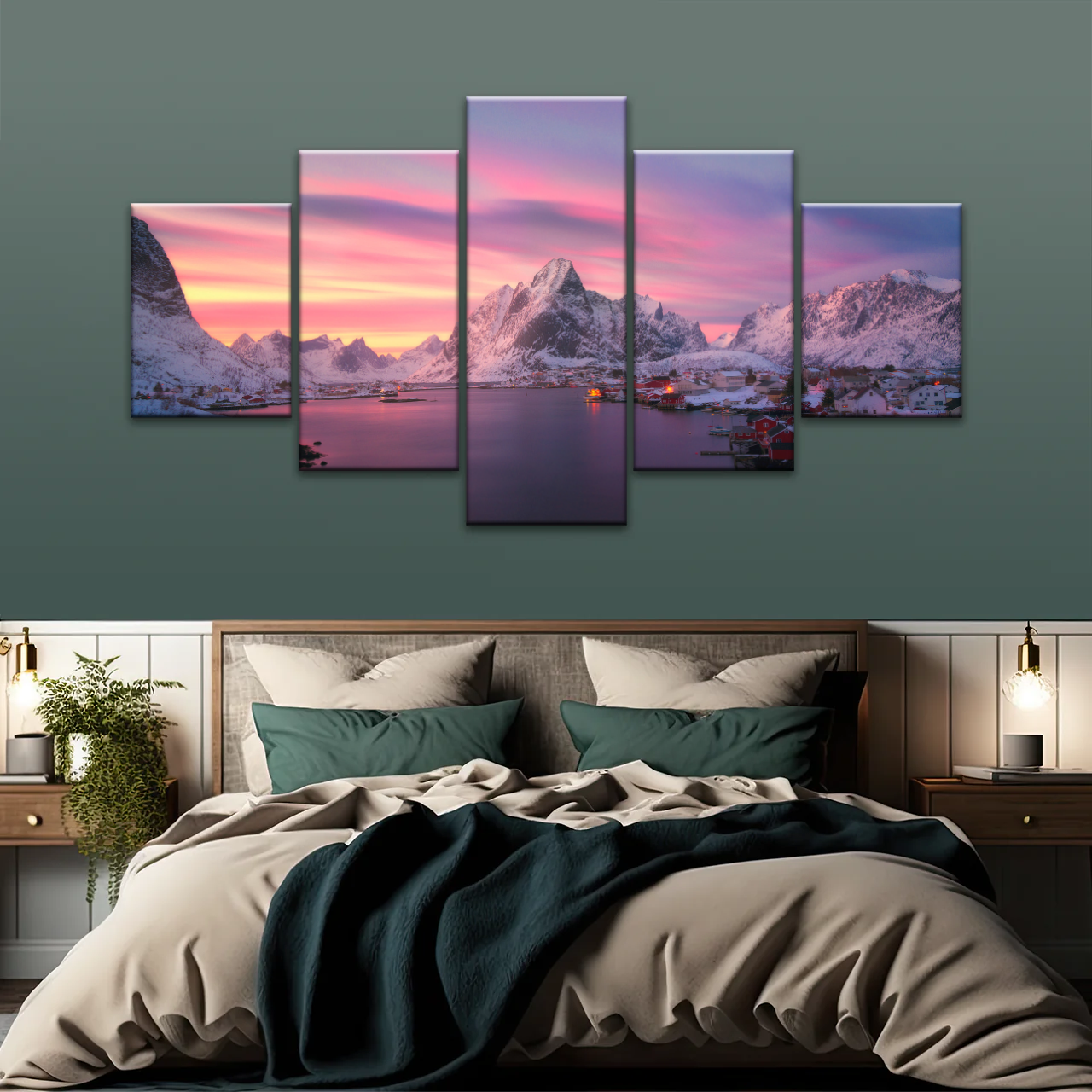 Lofoten Norway The Fishing Village Of Reine At Dusk Wall Art