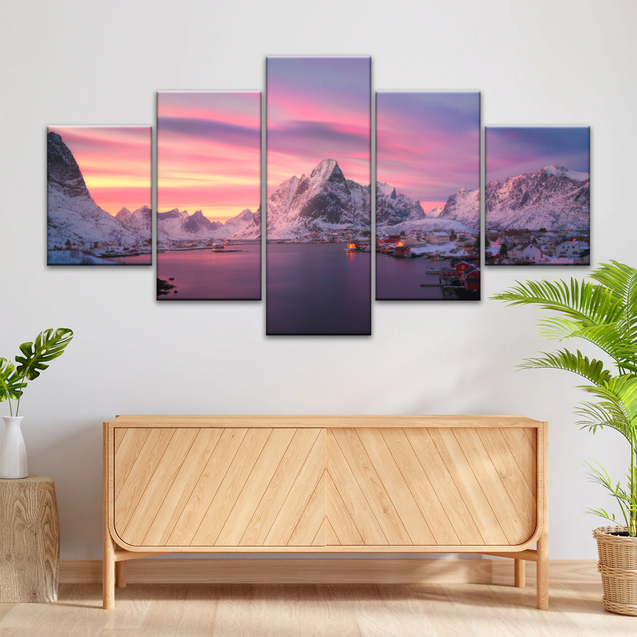 Lofoten Norway The Fishing Village Of Reine At Dusk Wall Art