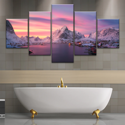 Lofoten Norway The Fishing Village Of Reine At Dusk Wall Art