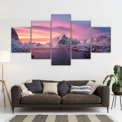 Lofoten Norway The Fishing Village Of Reine At Dusk Wall Art
