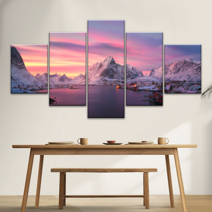 Lofoten Norway The Fishing Village Of Reine At Dusk Wall Art