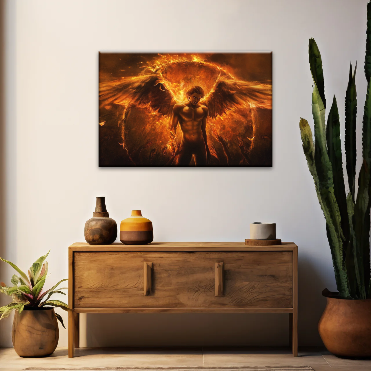 Dark Angel Lucifer Illustration Hell Warrior Canvas Prints Art