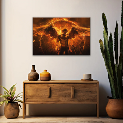 Dark Angel Lucifer Illustration Hell Warrior Canvas Prints Art