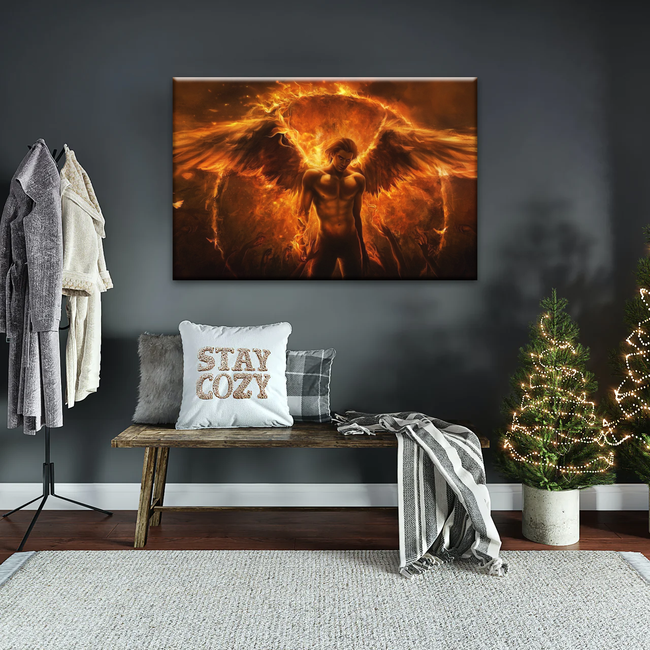 Dark Angel Lucifer Illustration Hell Warrior Canvas Prints Art