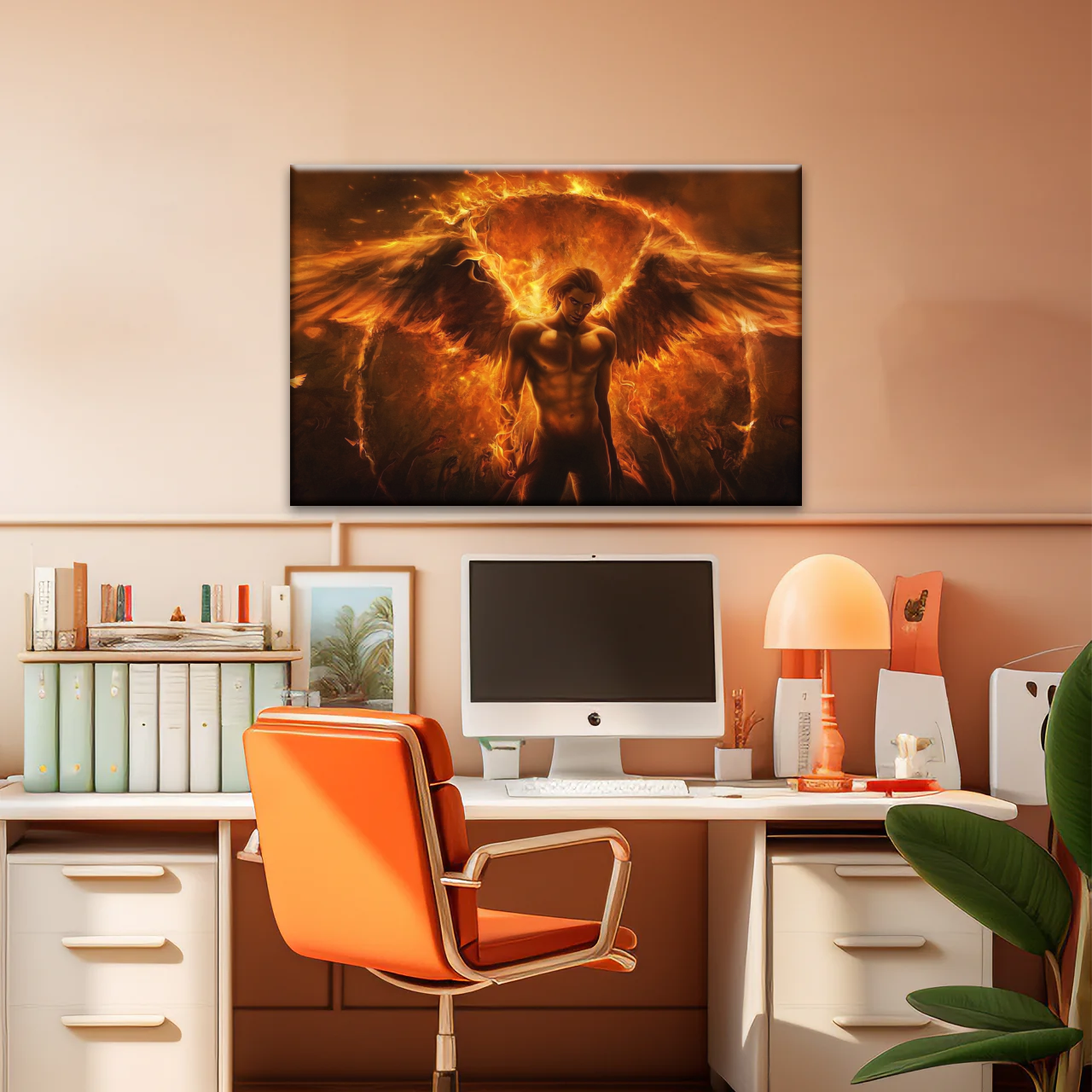 Dark Angel Lucifer Illustration Hell Warrior Canvas Prints Art
