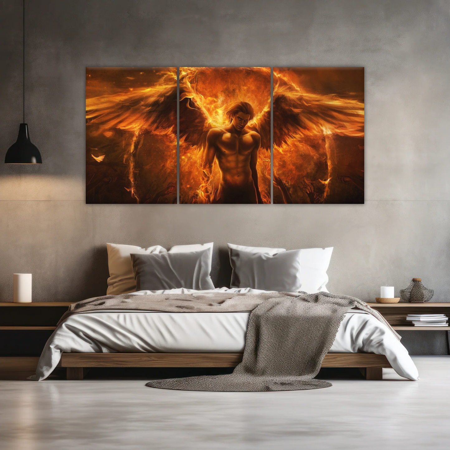 Dark Angel Lucifer Illustration Hell Warrior Canvas Prints Art