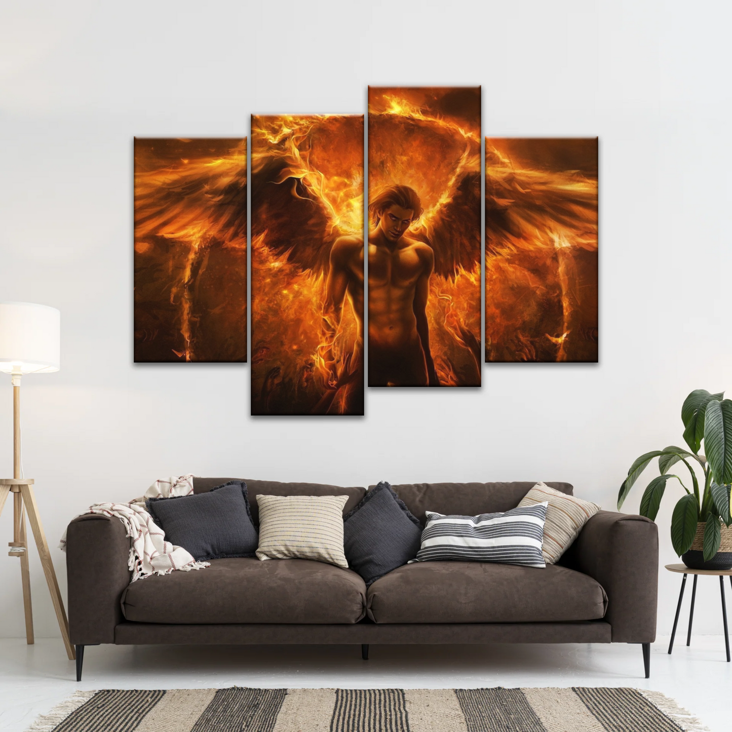 Dark Angel Lucifer Illustration Hell Warrior Canvas Prints Art