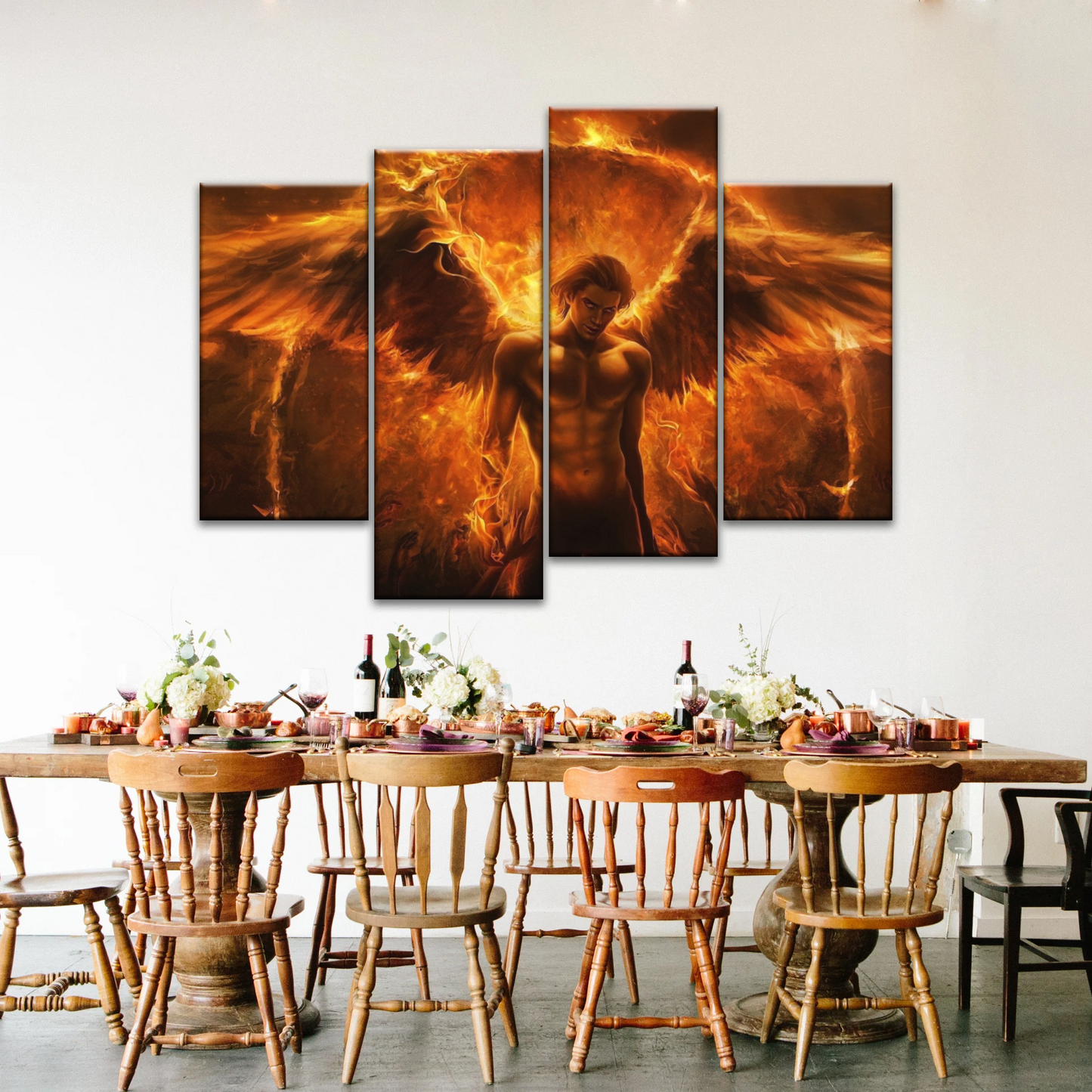 Dark Angel Lucifer Illustration Hell Warrior Canvas Prints Art