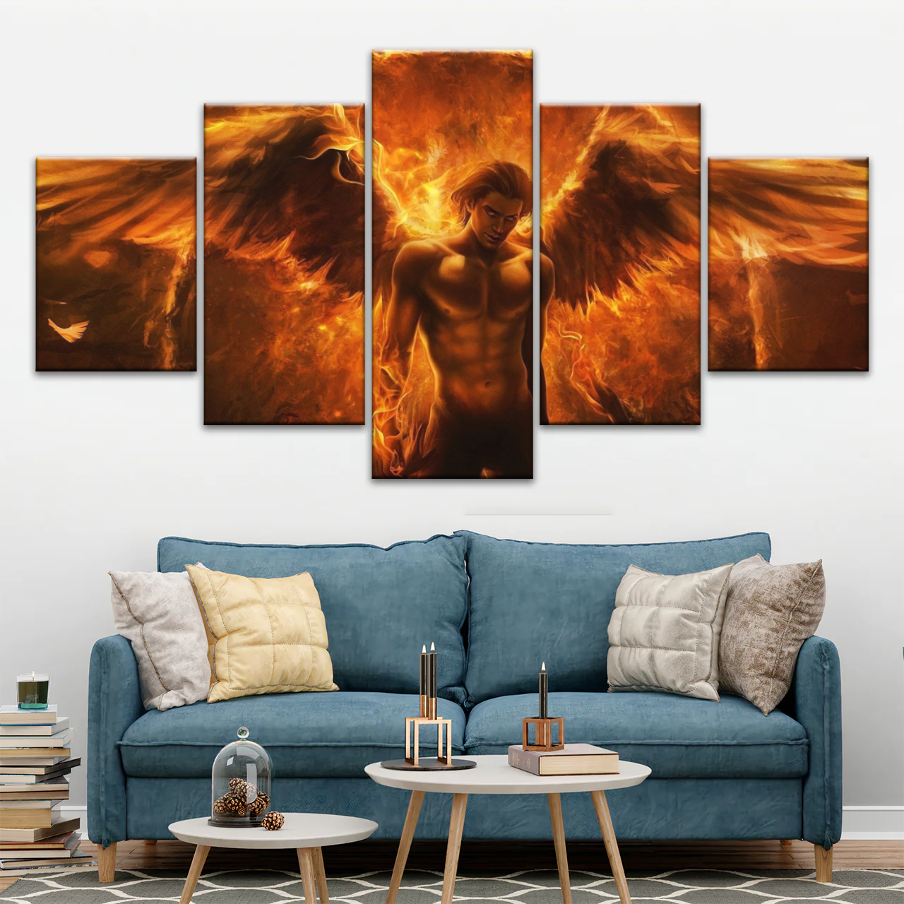 Dark Angel Lucifer Illustration Hell Warrior Canvas Prints Art