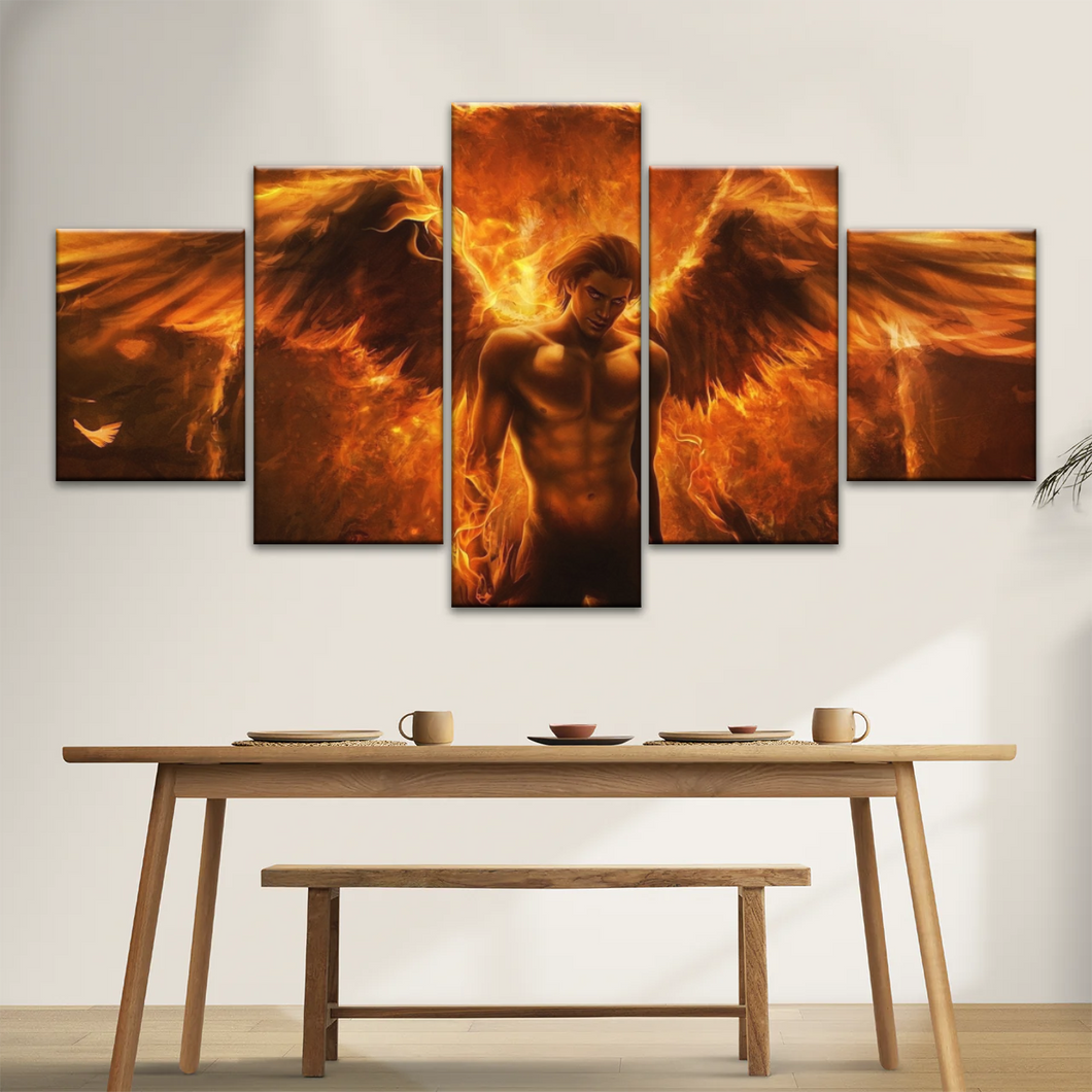 Dark Angel Lucifer Illustration Hell Warrior Canvas Prints Art
