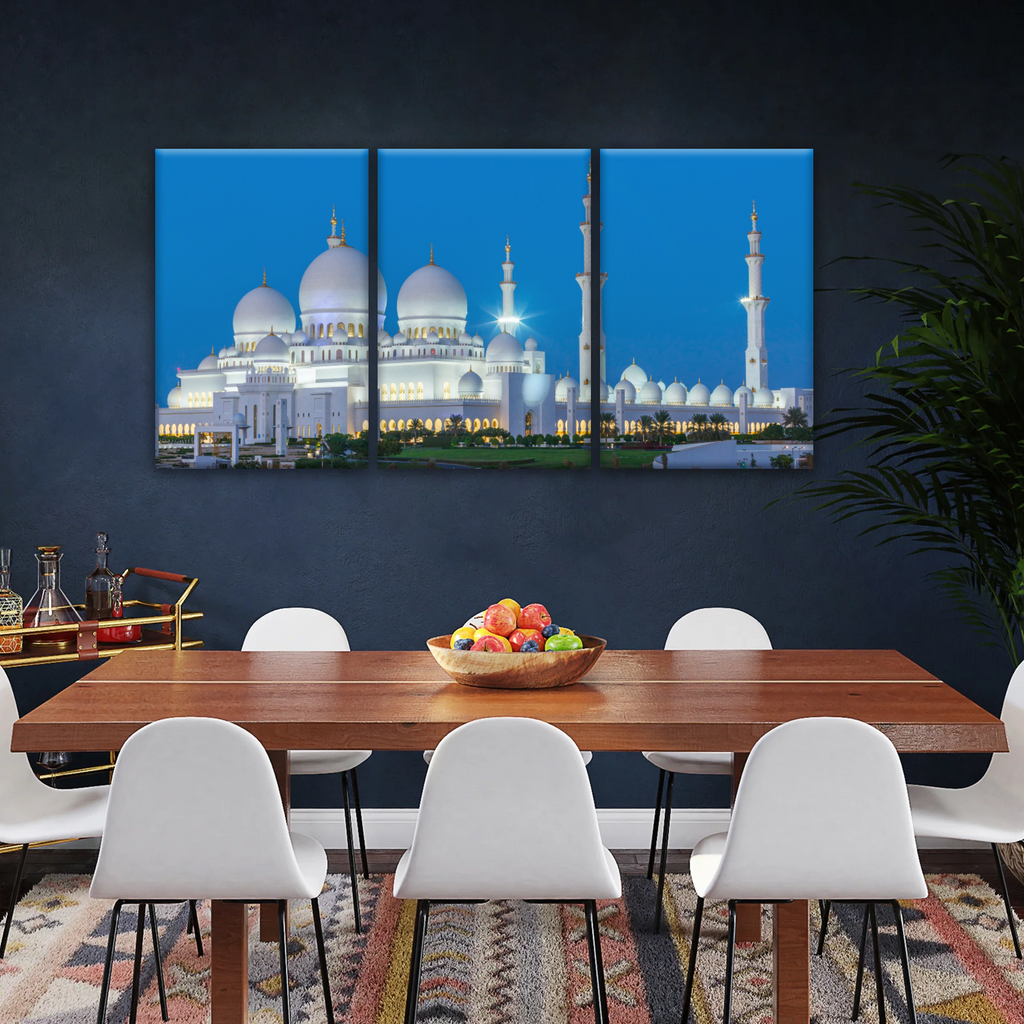Abu Dhabi Sheikh Zayed Mosque View At Night Print Art Canvas