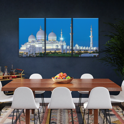 Abu Dhabi Sheikh Zayed Mosque View At Night Print Art Canvas