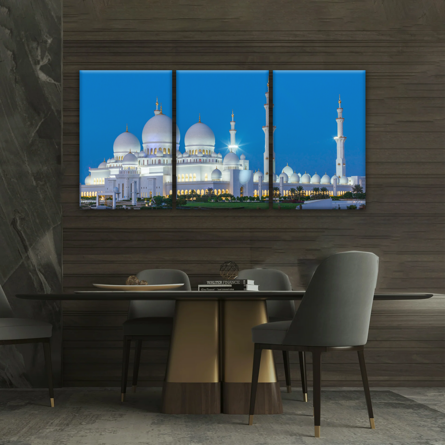 Abu Dhabi Sheikh Zayed Mosque View At Night Print Art Canvas