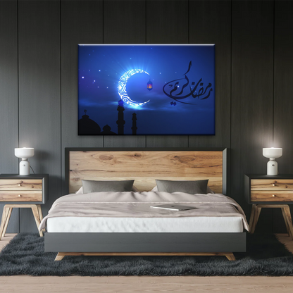 Islam Muslim Silhouette of Faith: Illuminated in the Night Glow Wall Art