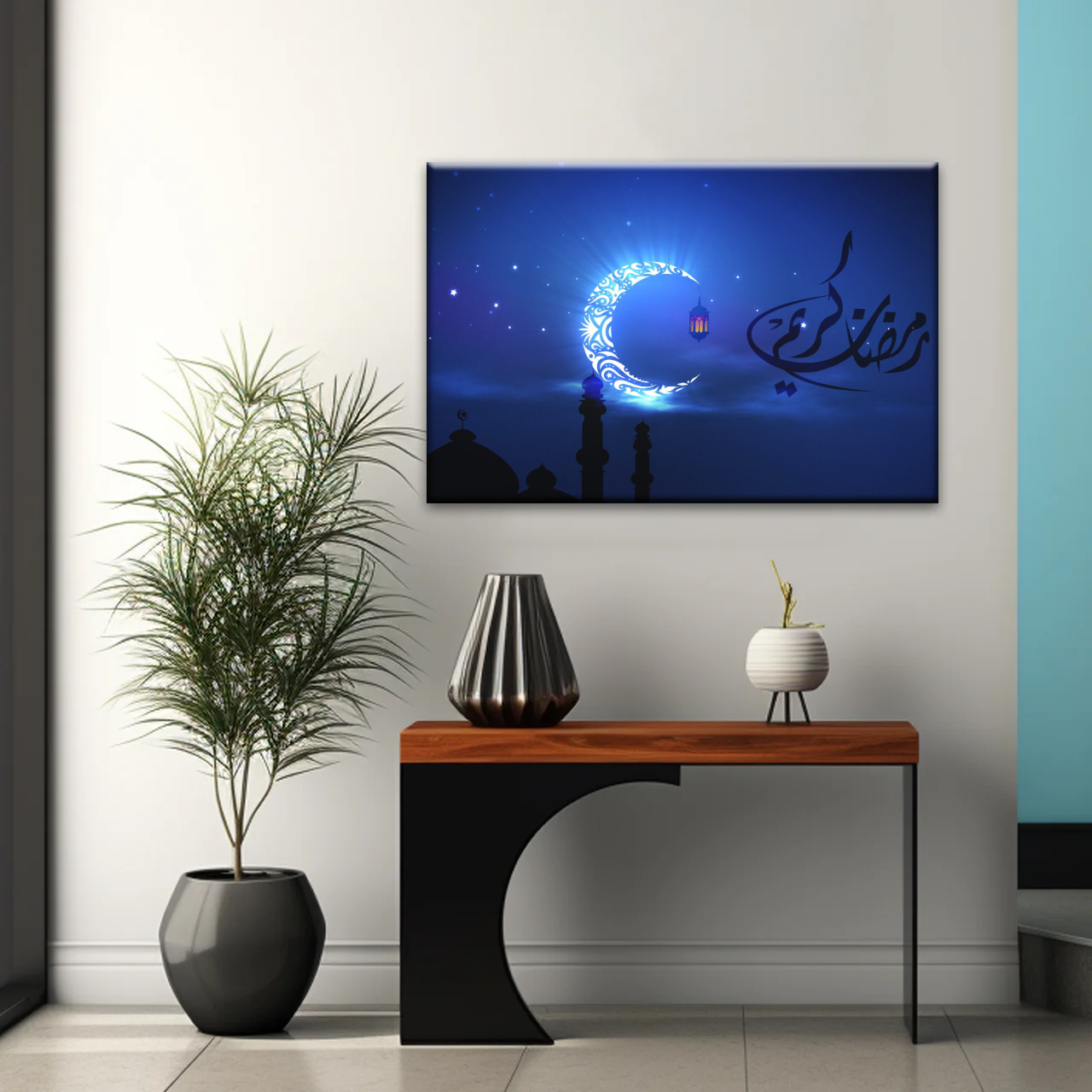 Islam Muslim Silhouette of Faith: Illuminated in the Night Glow Wall Art