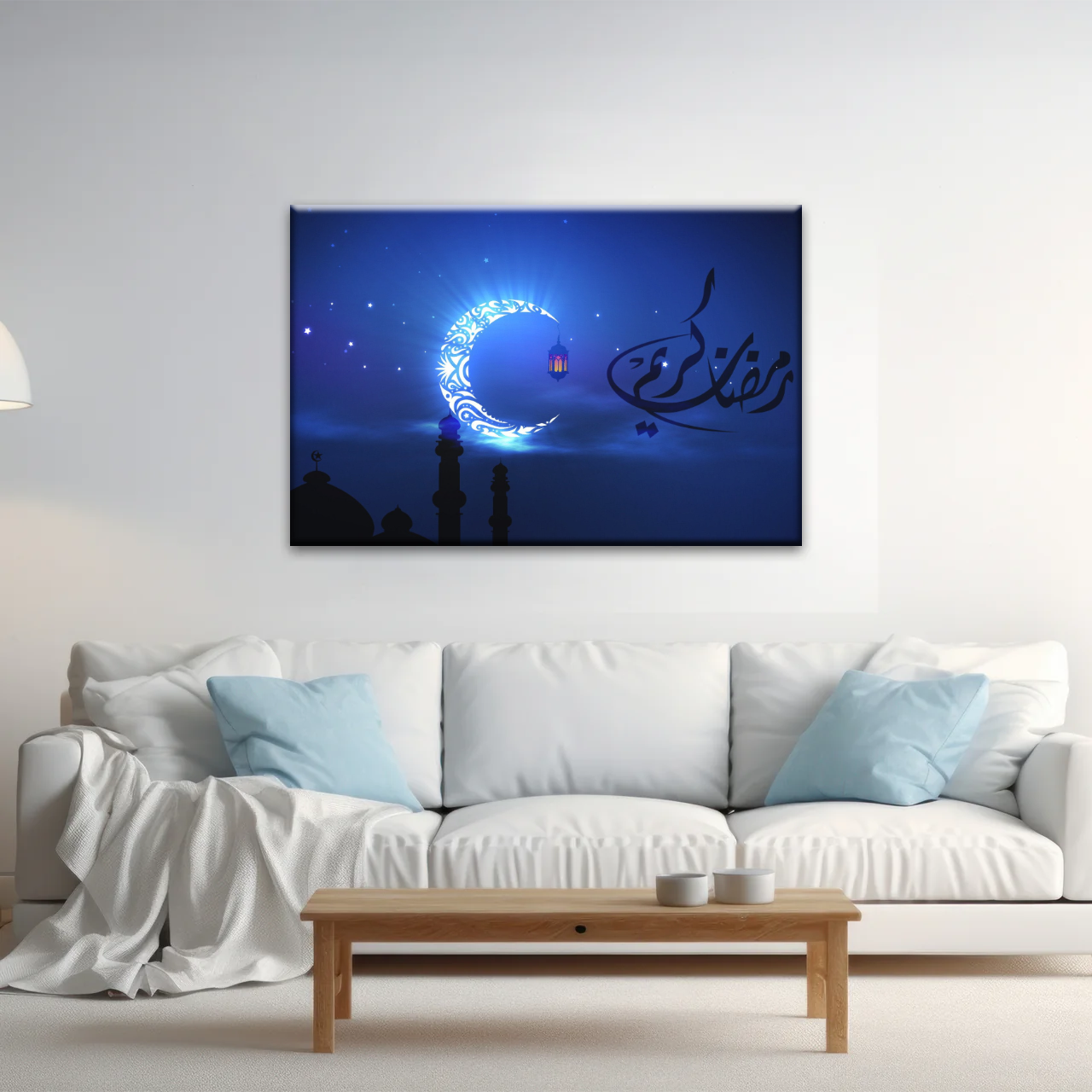 Islam Muslim Silhouette of Faith: Illuminated in the Night Glow Wall Art