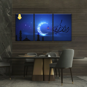 Islam Muslim Silhouette of Faith: Illuminated in the Night Glow Wall Art