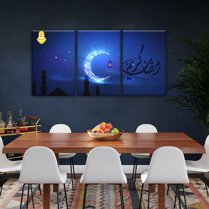 Islam Muslim Silhouette of Faith: Illuminated in the Night Glow Wall Art