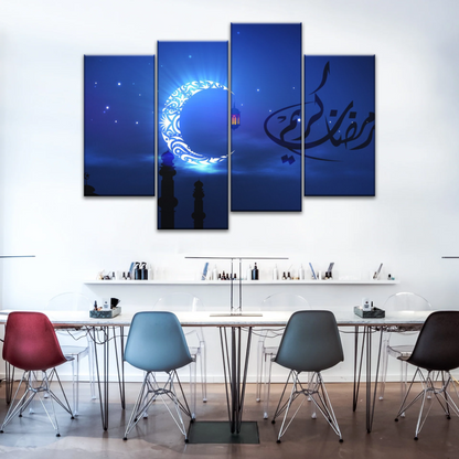 Islam Muslim Silhouette of Faith: Illuminated in the Night Glow Wall Art