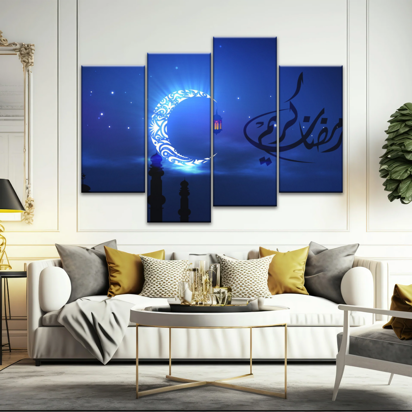 Islam Muslim Silhouette of Faith: Illuminated in the Night Glow Wall Art