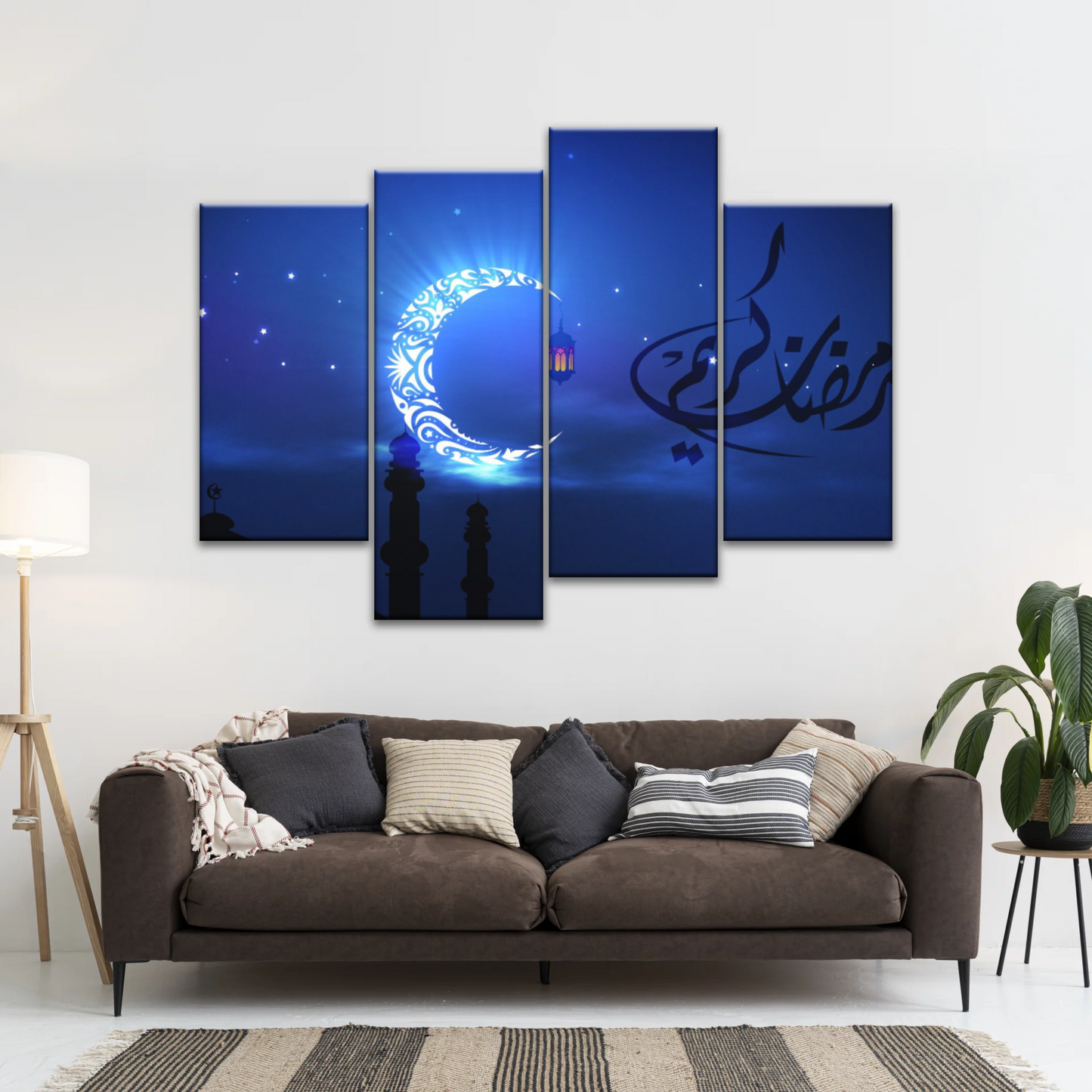 Islam Muslim Silhouette of Faith: Illuminated in the Night Glow Wall Art