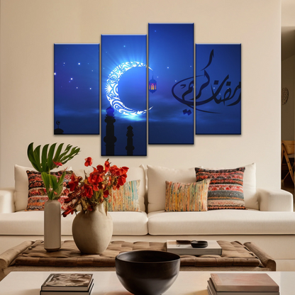 Islam Muslim Silhouette of Faith: Illuminated in the Night Glow Wall Art