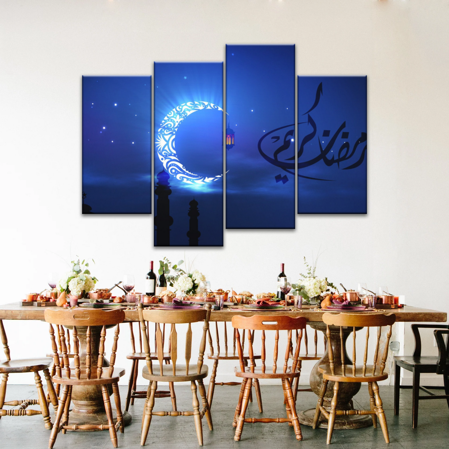 Islam Muslim Silhouette of Faith: Illuminated in the Night Glow Wall Art