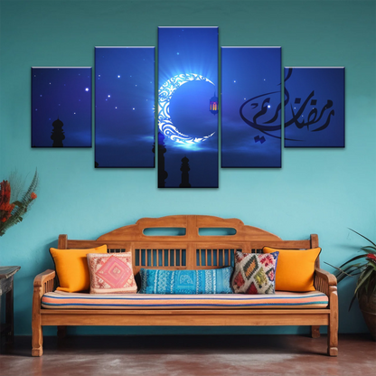 Islam Muslim Silhouette of Faith: Illuminated in the Night Glow Wall Art