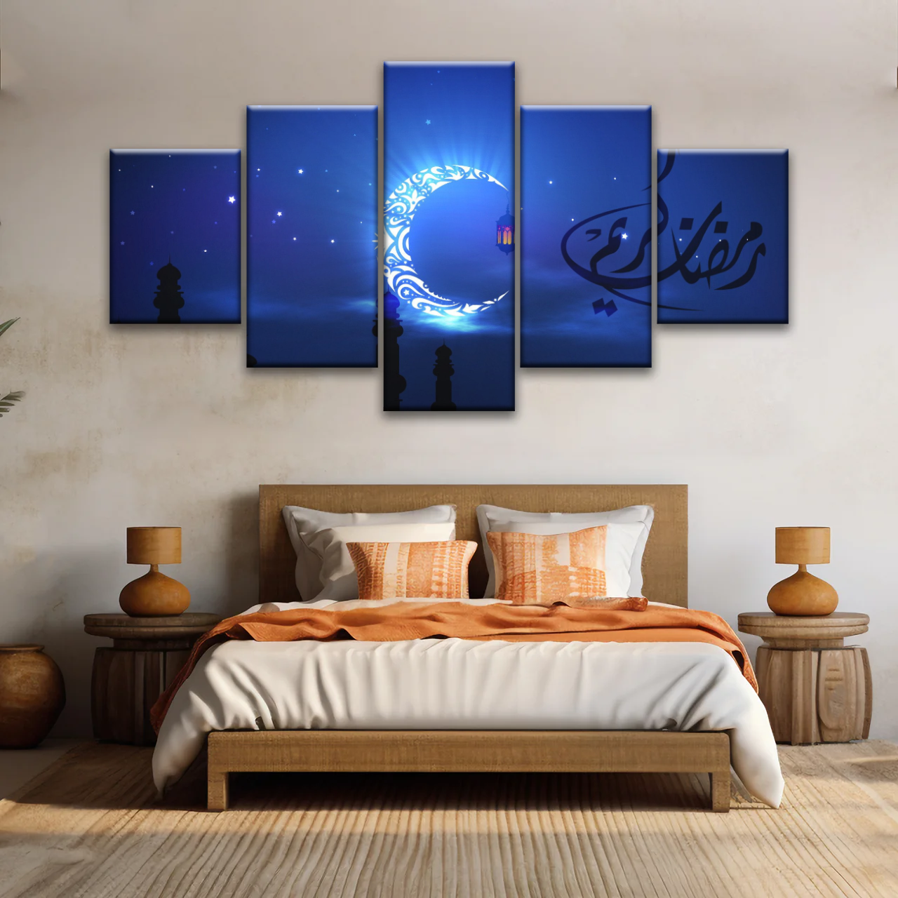 Islam Muslim Silhouette of Faith: Illuminated in the Night Glow Wall Art
