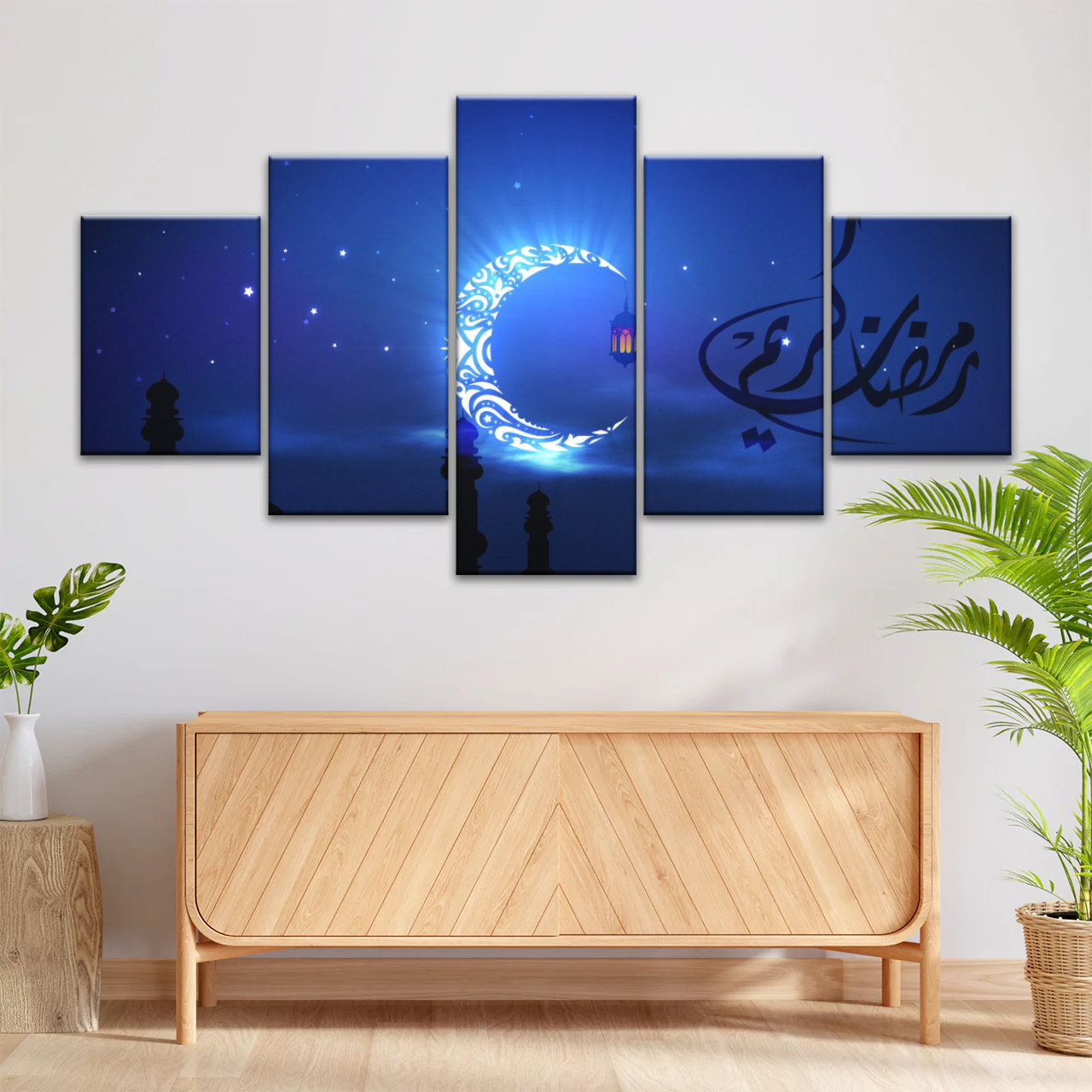 Islam Muslim Silhouette of Faith: Illuminated in the Night Glow Wall Art