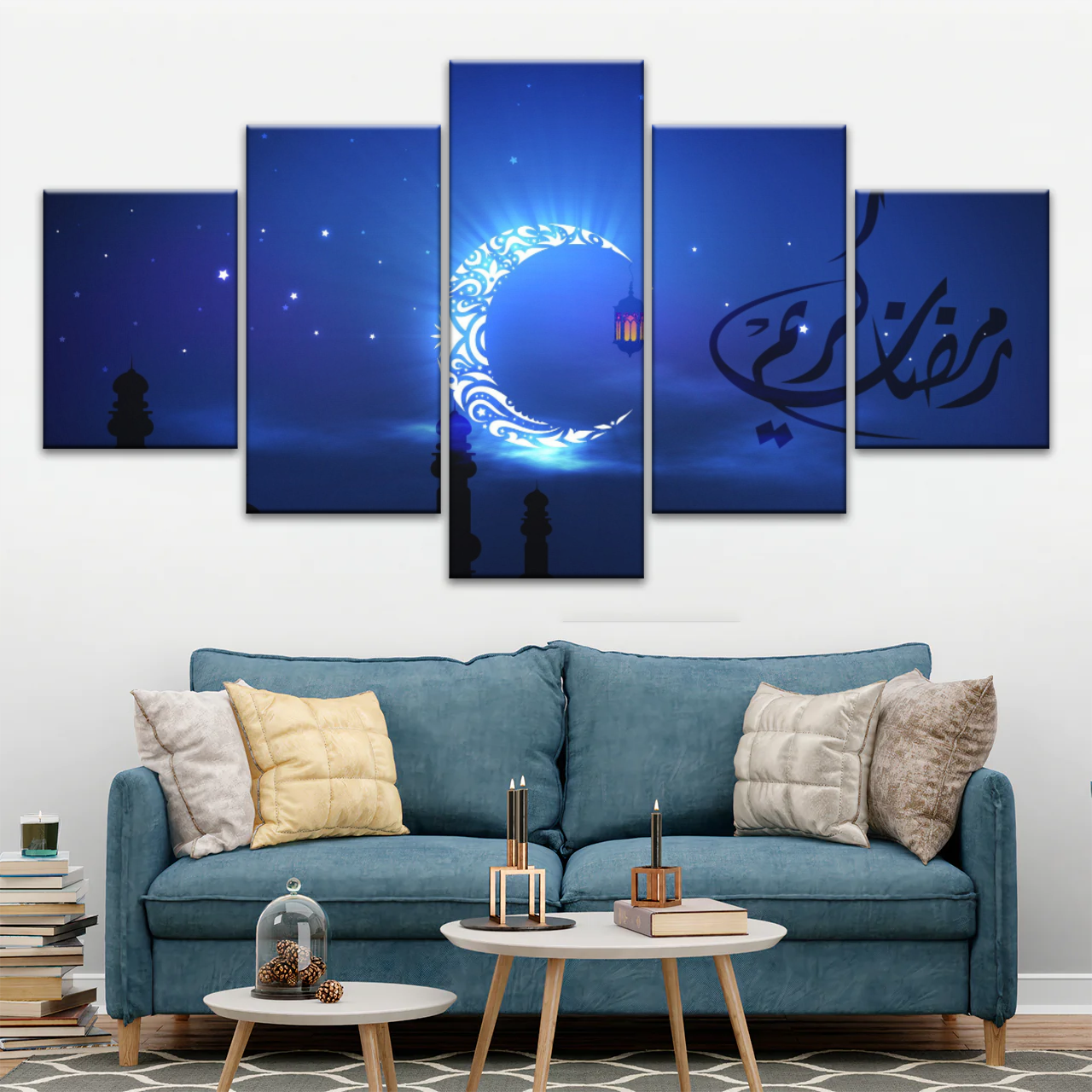 Islam Muslim Silhouette of Faith: Illuminated in the Night Glow Wall Art