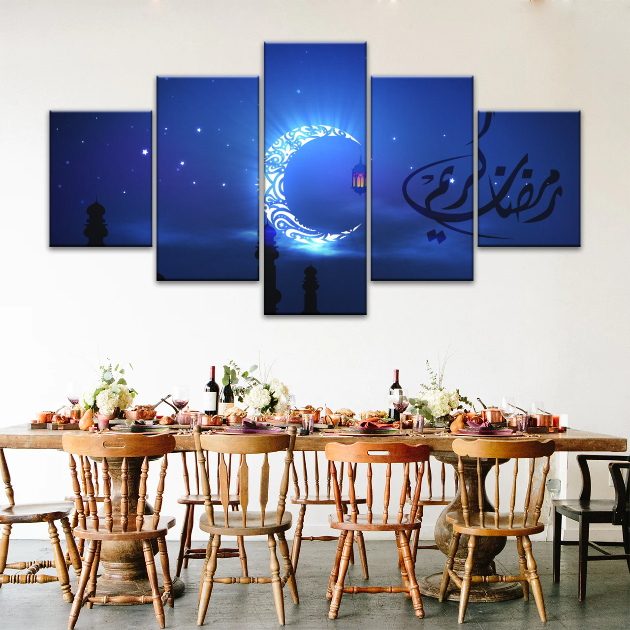 Islam Muslim Silhouette of Faith: Illuminated in the Night Glow Wall Art